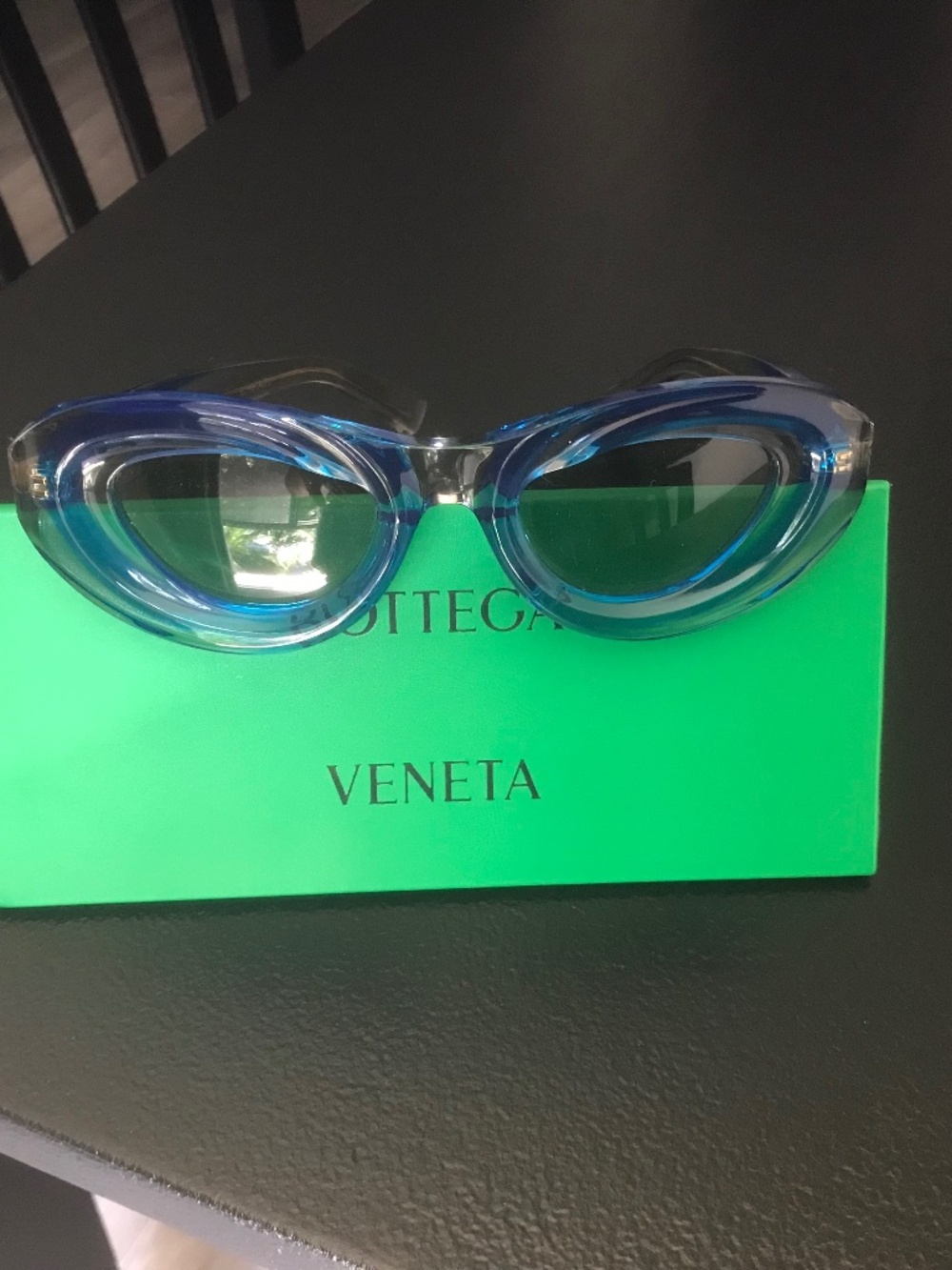 Bottega Veneta Blue Acrylic Cateye Sunglasses
